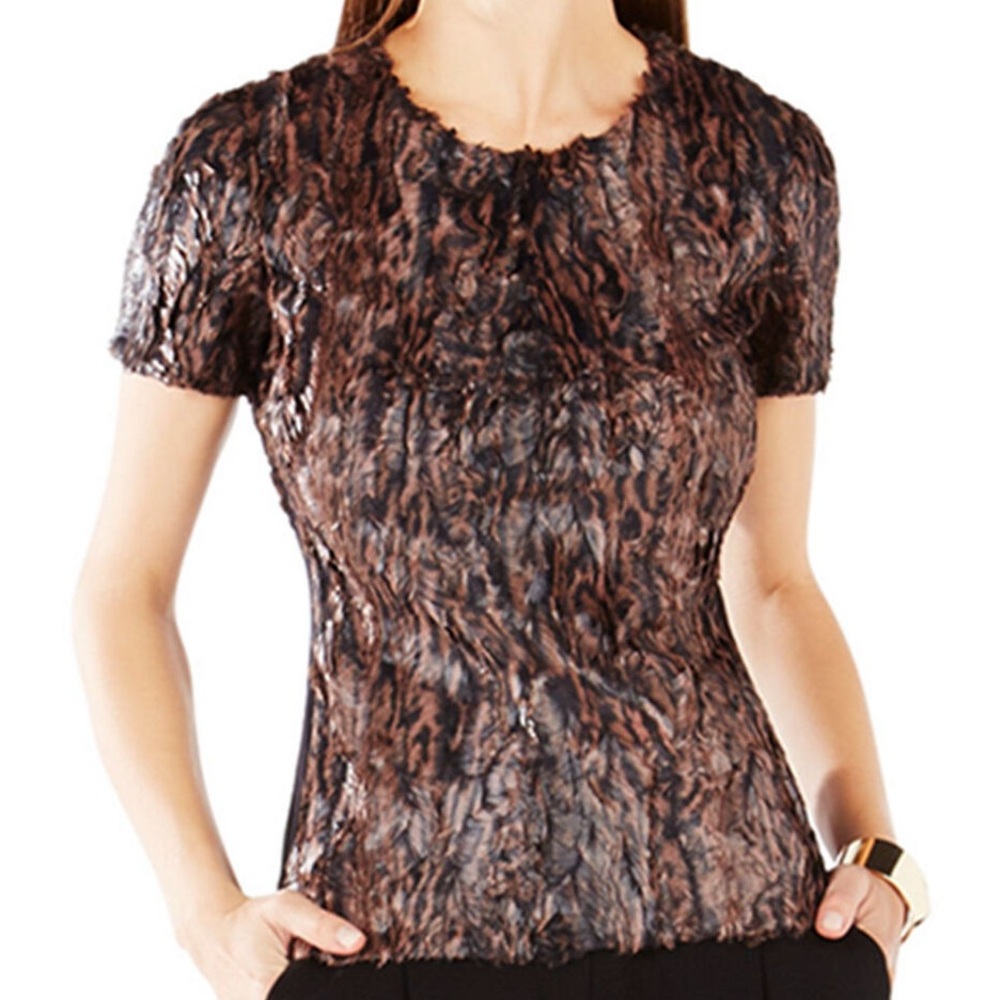 BCBGMAXAZRIA Tulum Faux fur top size small